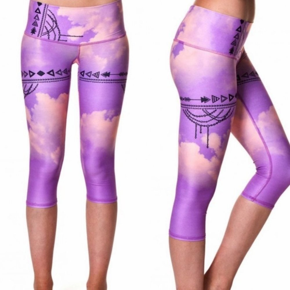 Teeki Purple Haze Tribal Chains Arrows Legging High Rise Recycled Water BottleS